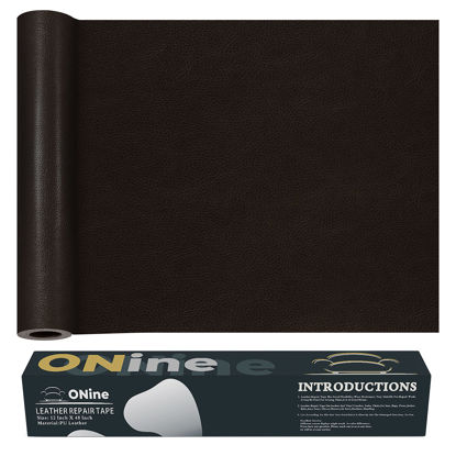 Picture of ONine Leather Repair Patch, Leather Repair Tape, 12 x 48 Inches Self-Adhesive Couch Patch, Waterproof, Wear-Resistant, for Furniture, Drivers Seat, Sofas, Car Seats（Black Brown)