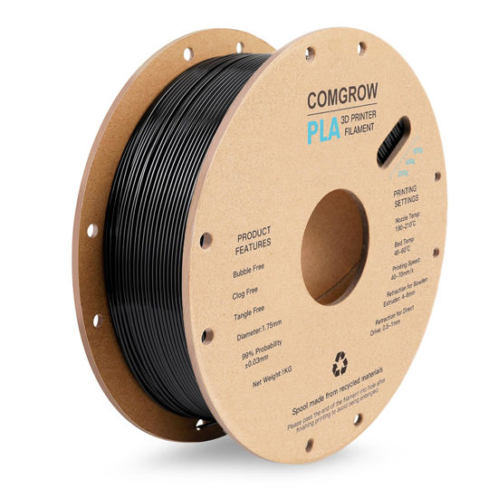 Picture of PLA 3D Printer Filament, 3D Printer PLA Filament 1.75mm, Dimensional Accuracy +/- 0.02 mm, 1KG Spool PLA Black