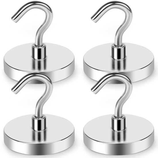 Picture of LOVIMAG Magnetic Hooks Heavy Duty, 110 lb Strong Magnetic Hooks for Hanging, Toolbox, Cruise, Office and Kitchen etc- 4 Pack