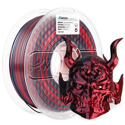 Picture of AMOLEN 3D Printer Filament, PLA Filament 1.75mm Dual Color Filament, Silk Red Black 3D Printing Filament 1KG/2.2lb