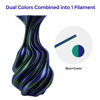 Picture of FLASHFORGE Silk Dual Color Filament, Blue+Green 2 in 1 Coextrusion Silk PLA Filament 1.75mm, 3D Printer Filament Color Change 1kg(2.2lbs) Spool-Dimensional Accuracy +/- 0.02mm