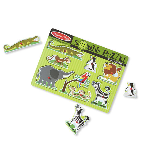 Picture of Melissa & Doug Zoo Animals Sound Puzzle - Wooden Peg Puzzle With Sound Effects (8 pcs)