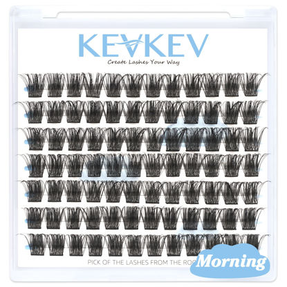 Picture of Lash Clusters 84 Pcs Cluster Lashes Eyelash Clusters DIY Cluster Eyelash Extensions Individual Lashes Thin Band & Soft(Morning,D-16)