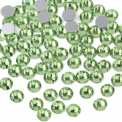 Picture of beadsland Flat Back Crystal Rhinestones Round Gems for Nail Art and Craft Glue Fix, Light Green (2.9-3.0mm) SS12/1440pcs