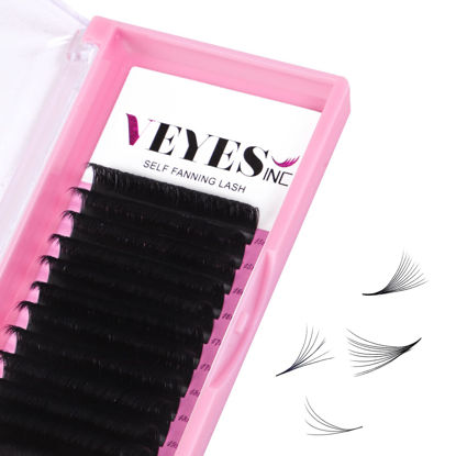 Picture of VEYES INC Eyelash Extension Easy Fan Volume Lashes Mixed Tray 0.07 CC Curl 15-20mm, Self Fanning Lash Extension Supplies.Premium Faux Mink Lashes Jet Black