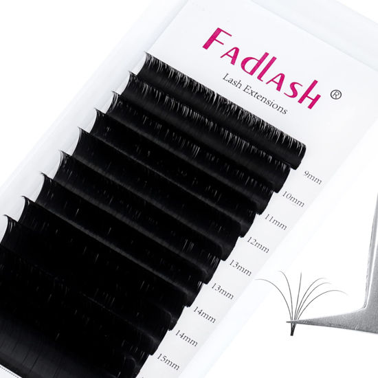 Picture of Lash Extension Easy Fan 0.03-0.10mm C D DD L Curl 8-30mm Length Volume Lash Extensions Self Fanning Eyelash Extensions Russian Lashes (0.05-DD, 9-17mm Mix)