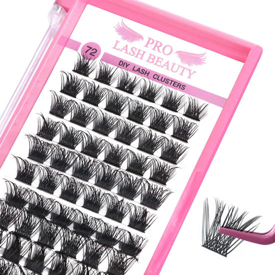 Picture of Lash Clusters, 72 Pcs Individual Lashes, Cluster DIY Lash Extension, Volume Eyelashes Look, Super Thin Band and Comfortable (Volume-C-14mm)