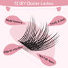 Picture of Lash Clusters, 72 Pcs Individual Lashes, Cluster DIY Lash Extension, Volume Eyelashes Look, Super Thin Band and Comfortable (Volume-C-14mm)