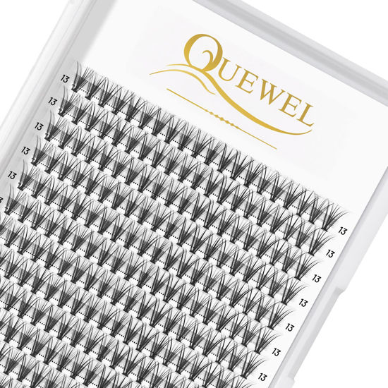 Picture of QUEWEL Cluster Lashes 240Pcs Individual Lashes 20D 0.07C Curl 13mm Knot-Free Lash Extensions Clusters Lashes Soft&Natural False Eyelashes Individual DIY Eyelash Extension at Home(20D 0.07C 13)