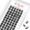 Picture of Lash Clusters DIY Eyelash Extensions 72 Pcs Cluster Eyelash Extensions 12mm Cluster Lashes C Curl Lash Clusters Thin Stem Eyelash Clusters Reusable Makeup for Self-application (Common R-07 C 12mm)