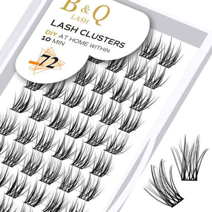 Picture of Lash Clusters D Curl 18mm DIY Lash Extensions 72 Cluster Individual Lashes Wispy Extension Volume Lashes Eyelash Clusters Reusable Extensions Cluster DIY at Home (B03,D-18mm)