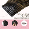 Picture of GOO GOO Seamless Clip In Hair Extensions Remy Real Human Hair Extension with Invisible PU Skin Weft 20inch Dark Brown Mixed Chestnut Brown Natural & Thick & Straight Hair Extensions for Women