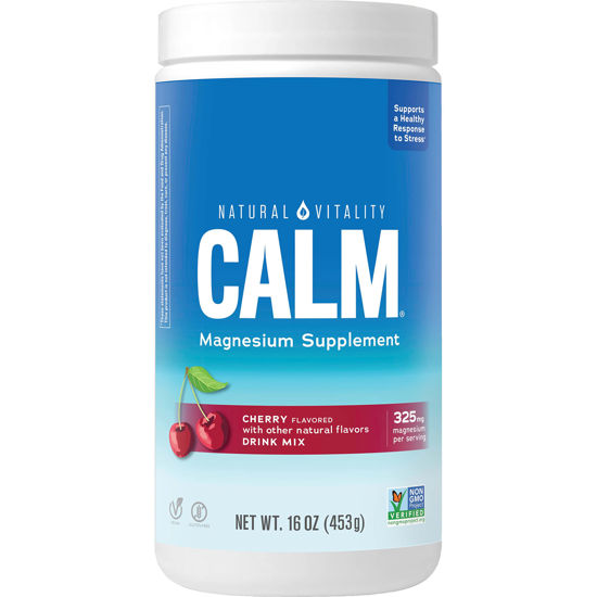 Picture of Natural Vitality Calm, Magnesium Citrate Supplement, Drink Mix Powder Supports a Healthy Response to Stress, Gluten Free, Vegan, & Non-GMO, Cherry, 16 Oz