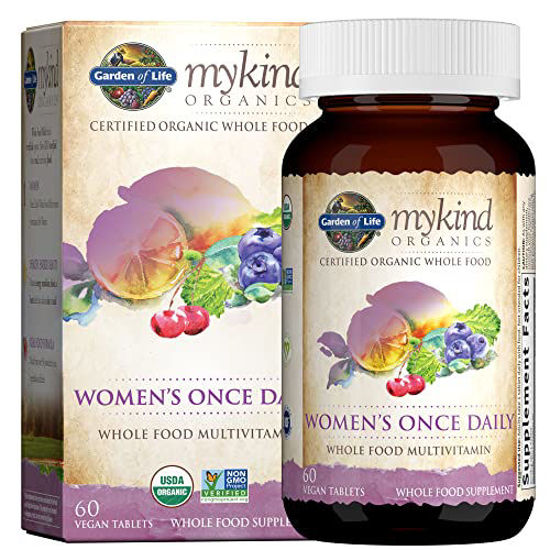 Picture of Garden of Life Multivitamin for Women - mykind Organics Women's Once Daily Multi - 60 Tablets, Whole Food Multi with Iron, Biotin, Vegan Organic Vitamin for Women's Health, Energy Hair Skin and Nails