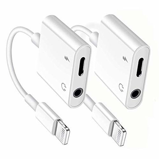 Apple MFi Certified Lightning to 3.5mm Headphones Dongle Jack Adapter for  iPhone,2 in 1 Charger and Aux Audio Splitter Adapter Compatible with iPhone