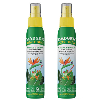 Picture of Badger Bug Spray, Organic Deet Free Mosquito Repellent with Citronella & Lemongrass, Natural Bug Spray for People, Family Friendly Bug Repellent, 4 fl oz (2 Pack)