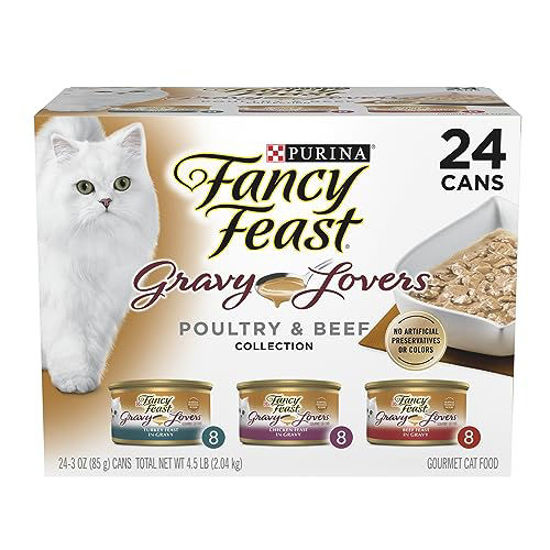 Picture of Purina Fancy Feast Gravy Lovers Poultry and Beef Gourmet Wet Cat Food Variety Pack - (24) 3 oz. Cans