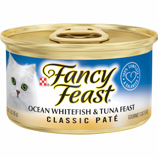 Picture of Purina Fancy Feast Grain Free Pate Wet Cat Food, Classic Pate Ocean Whitefish & Tuna Feast - (24) 3 oz. Cans