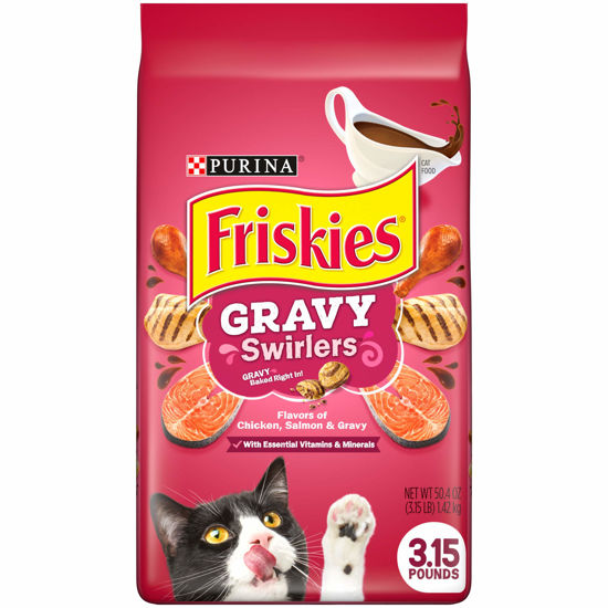 Picture of Purina Friskies Dry Cat Food, Gravy Swirlers - 3.15 lb. Bag