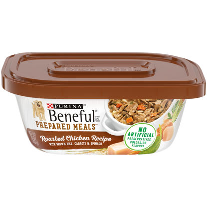 Picture of Purina Beneful High Protein, Wet Dog Food With Gravy, Prepared Meals Roasted Chicken Recipe - (8) 10 oz. Tubs