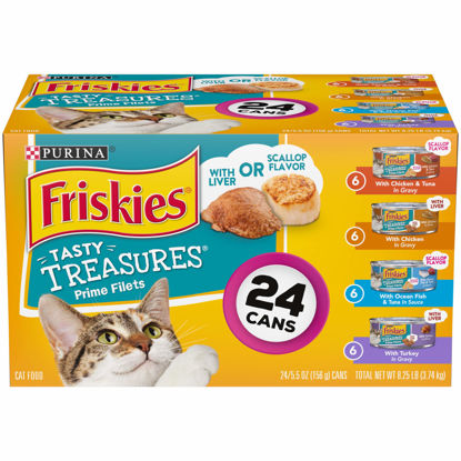 Picture of Purina Friskies Gravy Wet Cat Food Variety Pack, Tasty Treasures Prime Filets - (24) 5.5 oz. Cans