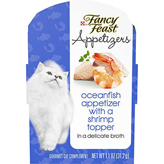 Picture of Purina Fancy Feast Wet Cat Food Complement, Appetizers Oceanfish With a Shrimp Topper in Broth - (10) 1.1 oz. Trays