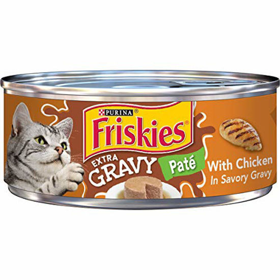 Picture of Purina Friskies Gravy Pate Wet Cat Food, Extra Gravy Pate With Chicken in Savory Gravy - (24) 5.5 oz. Cans