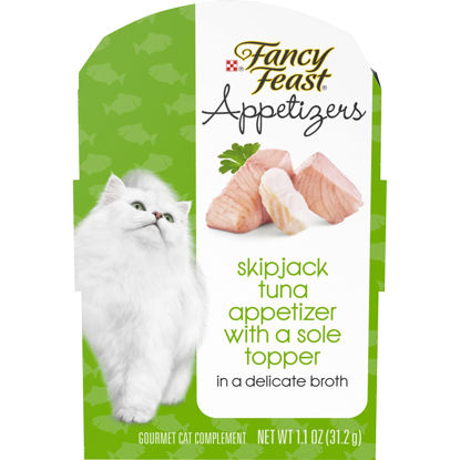 Picture of Purina Fancy Feast Grain Free Wet Cat Food Complement, Appetizers Skipjack Tuna With a Sole Topper - (10) 1.1 Oz. Trays