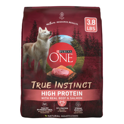 Picture of Purina ONE True Instinct High Protein Formula with Real Beef and Salmon Dry Dog Food - (4) 3.8 lb. Bags