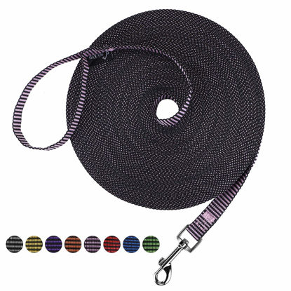 Picture of Hi Kiss Dog/Puppy Obedience Recall Training Agility Lead - 15ft 20ft 30ft 50ft 100ft Training Leash - Great for Training, Play, Camping, or Backyard(20ft,BL+PK)