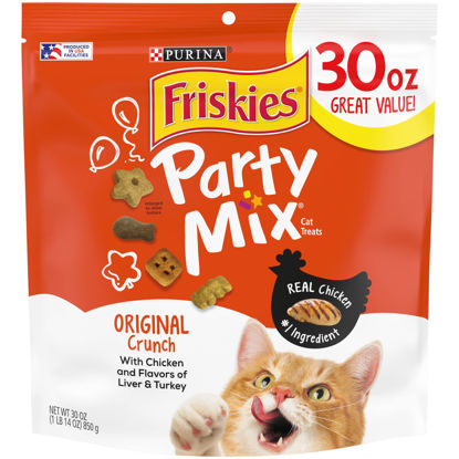 Picture of Purina Friskies Made in USA Facilities Cat Treats, Party Mix Original Crunch - 30 oz. Pouch