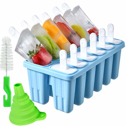 Silicone Popsicle Molds 10-cavity, DIY Ice Pop Mold for Kids Adult Teens,  BPA Free Ice Cream Molds for Party Yogurt Juice Smoothies Sticks