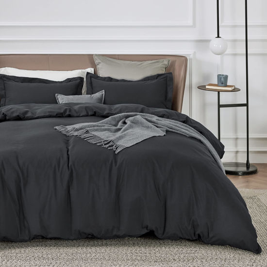 Picture of Bedsure Twin/Twin XL Duvet Cover Kids - Soft Brushed Microfiber Duvet Cover Twin, 2 pcs, Includes 1 Black Kids' Duvet Cover (68"x90") with Zipper Closure & 1 Pillow Sham, NO Comforter