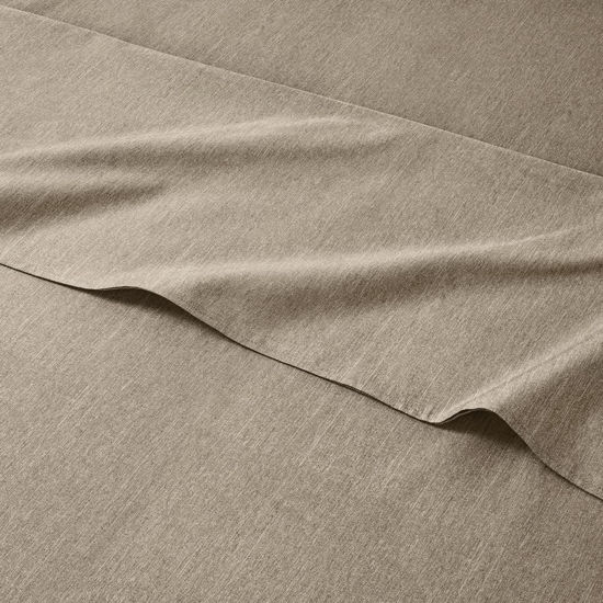 Picture of Twin Size Sheet Set - Breathable & Cooling Sheets - Softer Than Jersey Cotton - Same Look as Jersey Knit Sheets & T-Shirt Sheets - Deep Pockets - 3 Piece Set for Kids - Wrinkle Free - Heathered Beige