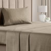 Picture of Twin Size Sheet Set - Breathable & Cooling Sheets - Softer Than Jersey Cotton - Same Look as Jersey Knit Sheets & T-Shirt Sheets - Deep Pockets - 3 Piece Set for Kids - Wrinkle Free - Heathered Beige