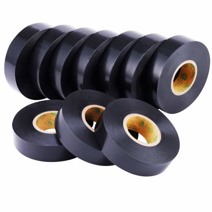 Picture of Lichamp 10-Pack Black Electrical Tape Waterproof, 3/4 in x 66ft, Industrial Grade UL/CSA Listed High Temp Electrical Tape Electric Super Vinyl