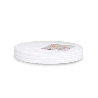 Picture of Cakebon White Plastic Cake Boards 10 Inch Round - 1/2 inch thick Cake Board (aka Cake Drum), Sturdy Cake Base, Ideal for 8 Inch Cake, Reusable Greaseproof Plastic Cake Drums (Pack of 3 Cake Boards)