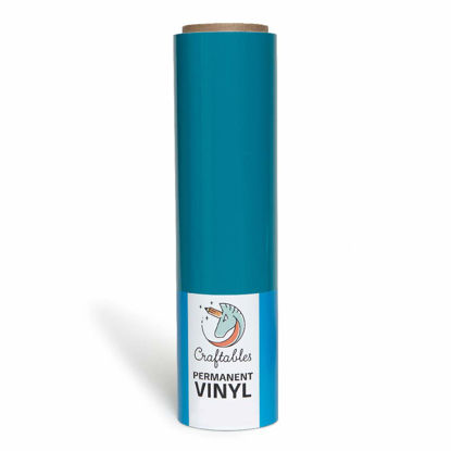 Picture of Craftables Teal Vinyl Roll - Permanent, Adhesive, Glossy & Waterproof | 12" x 25' |for Crafts, Cricut, Silhouette, Expressions, Cameo, Decal, Signs, Stickers