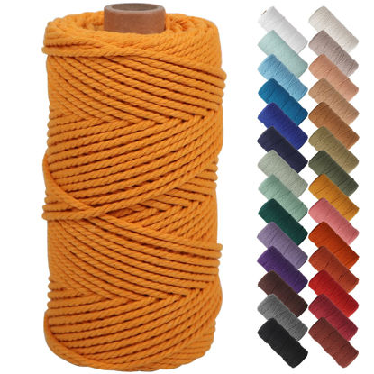 Picture of NOANTA Bright Orange Macrame Cord 3mm x 109yards, Colored Macrame Rope, Cotton Rope Macrame Yarn, Colorful Cotton Craft Cord for Wall Hanging, Plant Hangers, Crafts, Knitting