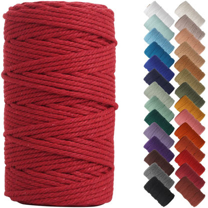 Picture of NOANTA Red Macrame Cord 4mm x 109yards, Colored Macrame Rope, Cotton Cord Macrame Yarn, Colorful Cotton Craft Cord for Wall Hanging, Plant Hangers, Crafts, Knitting