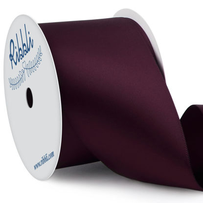 Picture of Ribbli Burgundy Double Faced Satin Ribbon, 2” x Continuous 10 Yards,Use for Bows Bouquet,Gift Wrapping,Floral Arrangement,Wedding Decoration