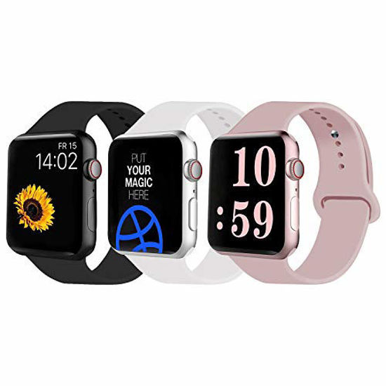 Picture of VATI Sport Band Compatible for Watch Band 38mm 40mm, 3-Pack Soft Silicone Sport Strap Replacement Bands Compatible with Watch Series 5/4/3/2/1, 38MM 40MM S/M