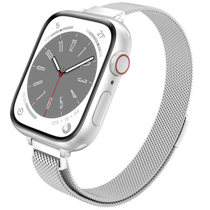 Marge Plus for Apple Watch Band Series Ultra 8 7 6 5 4 3 2 1 SE 38mm 40mm  41mm 42mm 44mm 45mm 49mm Women and Men, Stainless Steel Mesh Loop Magnetic