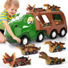 Picture of Bennol Dinosaur Car Truck Toys for 1 2 3 4 5 Years Old Boys, Dinosaur Transport Carrier Truck with 4 Pull Back Dino Cars, with Light Sound, Toys Trucks for Boys Age 1-2 2-3