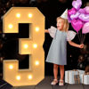 Picture of imprsv 4FT Marquee Numbers, Marquee Light Up Numbers for 30th Birthday Decorations, Marquee Light up Letters Anniversary Party Decor, Mosaic Numbers for Balloons Number 3, Pre-Cut Foam Board Kit