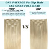 Picture of GOO GOO Seamless Clip In Hair Extensions Remy Real Human Hair Extension with Invisible PU Skin Weft 20 Inch 150g 7pcs Ash Blonde to Golden Blonde and Platinum Blonde Natural & Thick & Straight Hair Extensions for Women