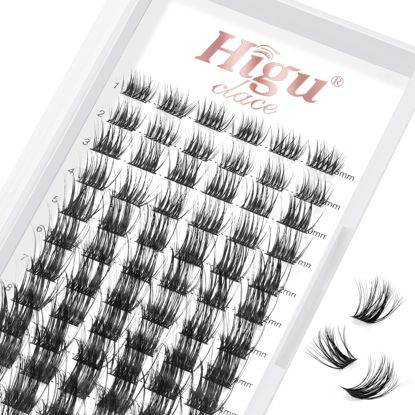 Picture of Lash Clusters DIY Eyelash Extensions 72 Pcs Cluster Eyelash Extensions 8-16mm Cluster Lashes C Curl Lash Clusters Thin Stem Eyelash Clusters Reusable Makeup for Self-application (Common C 8-16mm)