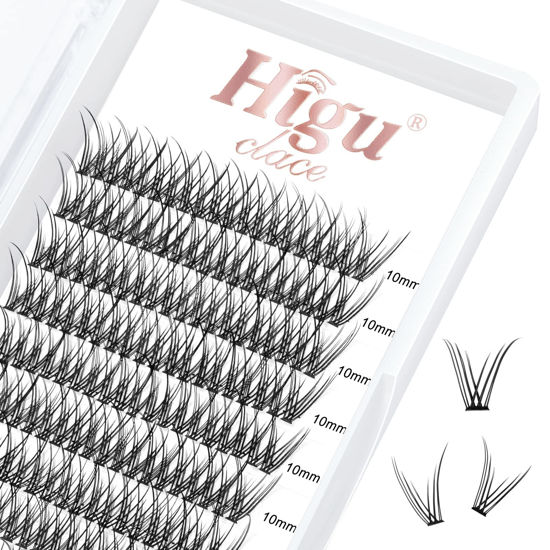 Picture of 240 Pcs Lash Clusters DIY Eyelash Extension 0.07mm D 10mm Fishtail Eyelashes Cluster Lashes Fishtail Eyelash Extensions Soft & Lightweight Fishtail Eyelashes for Makeup Home Use(Fishtail 0.07D 10mm)