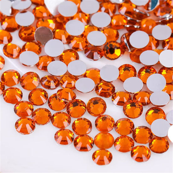 Picture of 1000 Pieces SS20 5mm Flatback Rhinestones Clear Glass Round Gems Crystals for Nail Art DIY Crafts Clothes Shoes Bags （Orange）