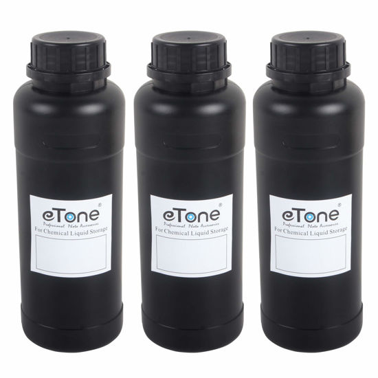 Picture of eTone 3X 500ml Darkroom Chemical Storage Bottles with Caps Film Photo Developing Processing Equipment (Black)